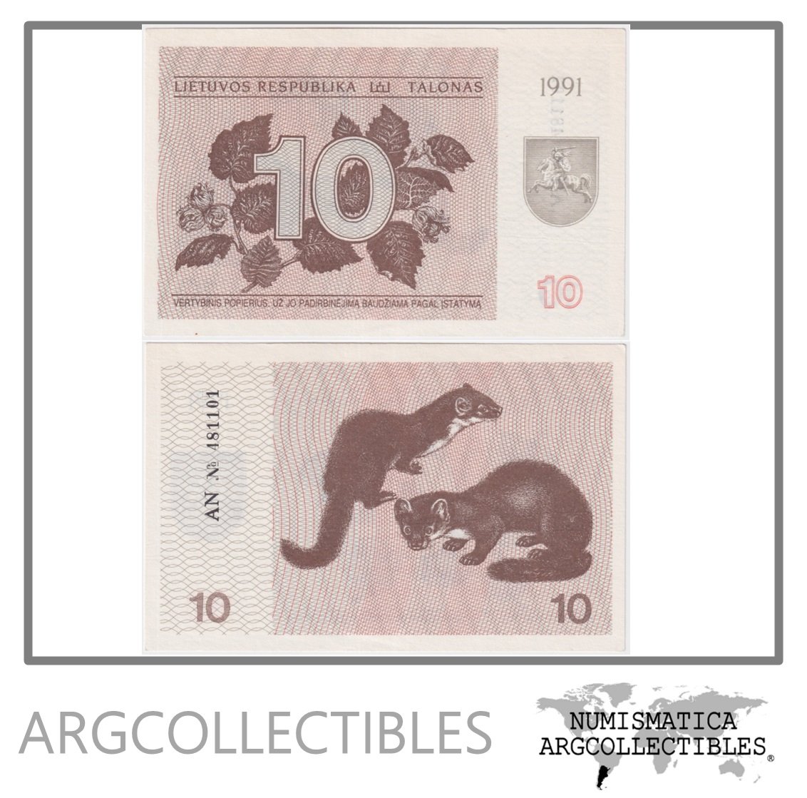 Lituania Billete 10 Talonas 1991 P-35b UNC