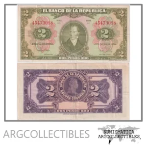 Colombia Billete 2 Pesos 1955 P-98 VF+