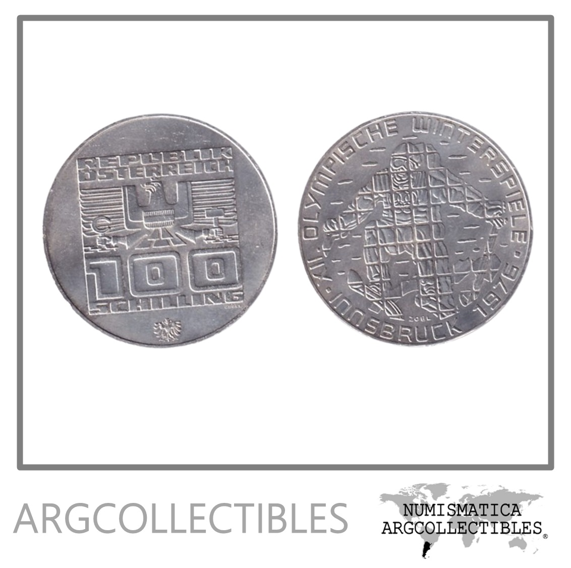 Austria Moneda 100 Shillings 1975 Plata 640-24gr Juegos Olimpicos Esquiador KM-2928 AU