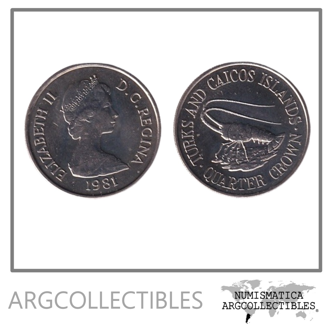 Turk y Caicos Moneda 1/4 Crown 1981 Niquel KM-51 UNC