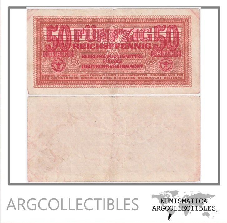 Alemania(Nazi) Billete 50 Pfennig 1942 P-M35 VF+ (Pago Militar)