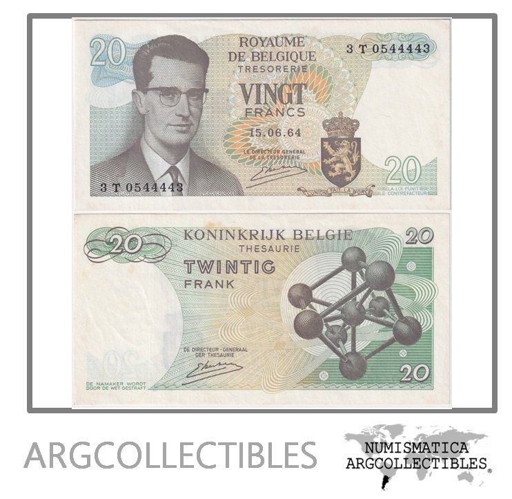 Belgica Billete 20 Francos 1964 P-138(3) XF+