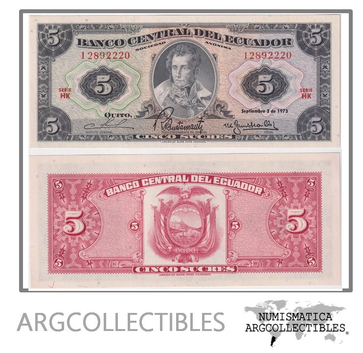 Ecuador Billete 5 Sucres 1973 P-100d(1) UNC