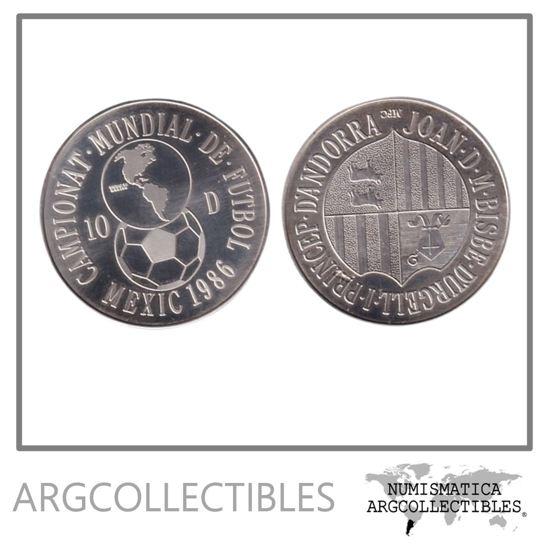 Andorra Moneda 10 Diners 1986 Mundial Futbol Mexico 1986 Plata 925-12gr KM-34 Proof