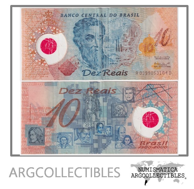 Brasil Billete 10 Reales 2000 P-248a F+ (Polimero)