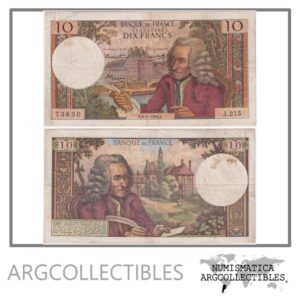 Francia Billete 10 Francos 1966 P-147 VF (Voltaire)