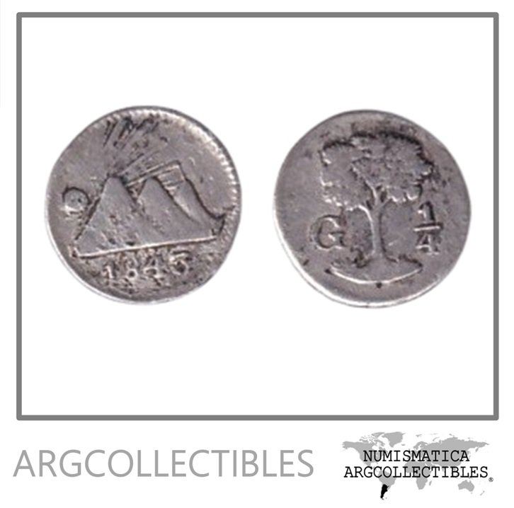 America Central Republica Moneda 1/4 Real 1843 Plata 900 KM-1 F+
