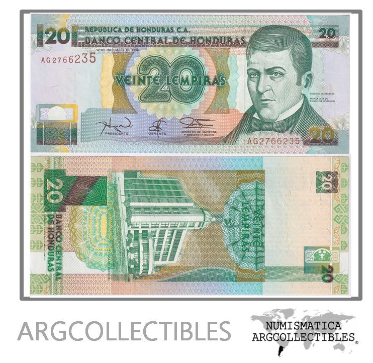 Honduras Billete 20 Lempiras 1996 P-73d UNC