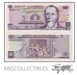 Guatemala Billete 5 Quetzales 1977 P-60b AU