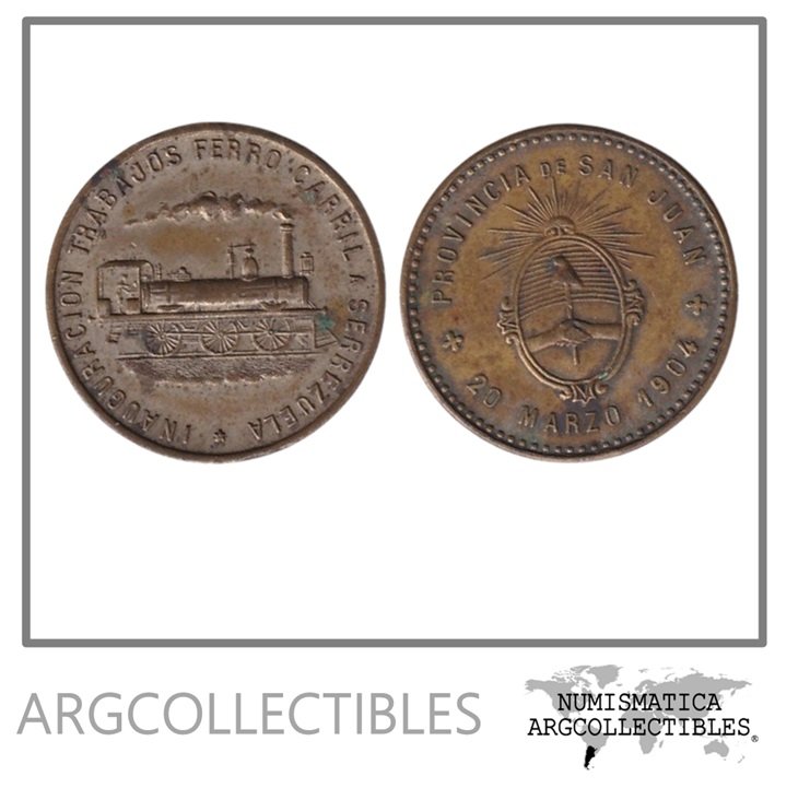 Argentina Medalla 1904 Bronce Inaguracion en Trabajos Ferrocarril San Juan a Serrezuela