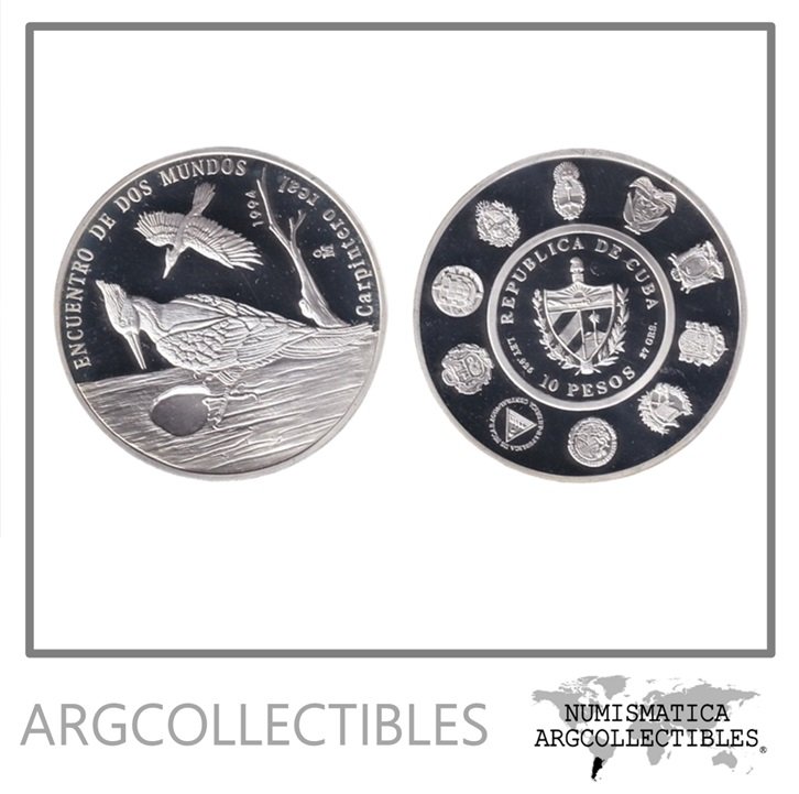 Cuba Moneda 10 Pesos 1994 Plata 925 -27gr Iberoamericana Carpintero KM-541 Proof