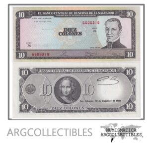 El Salvador Billete 10 Colones 1980 P-129b UNC (Serie ZN)