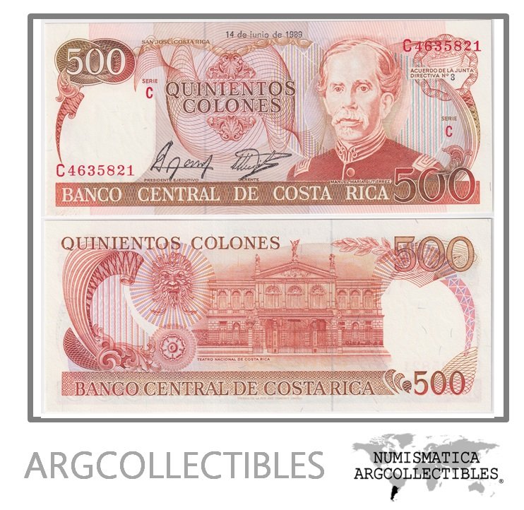 Costa Rica Billete 500 Colones 1989 P-255 UNC