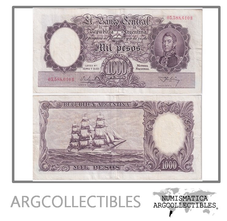 Argentina Billete 1.000 Pesos 1956 P-274a/BOT-2140 VF Serie B