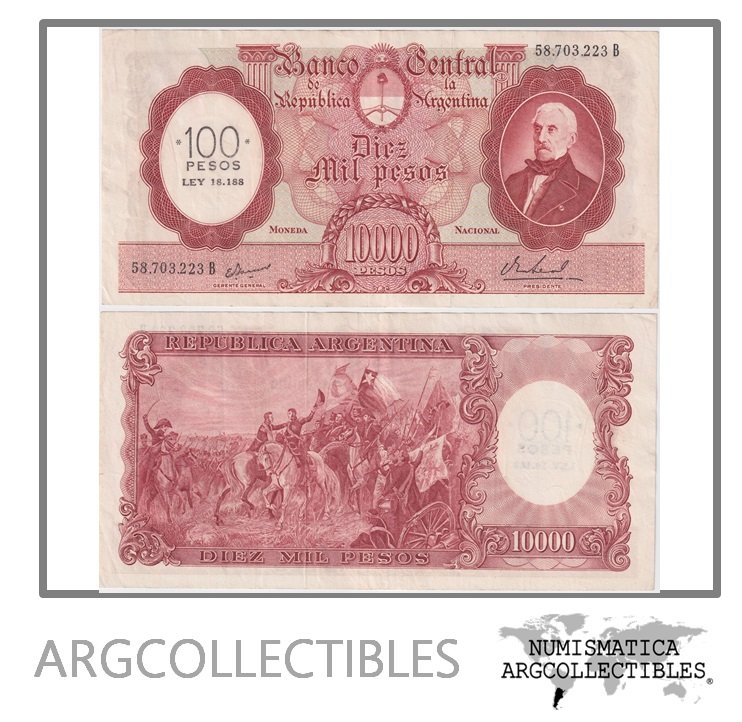 Argentina Billete 100 Pesos Ley 1969 P-286/BOT-2220 VF+ (Serie B)