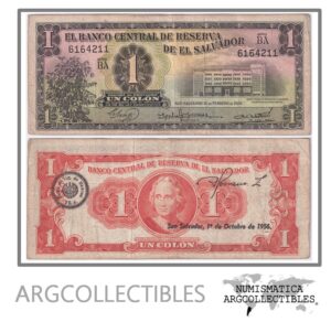 El Salvador Billete 1 Colon 1956 P-90b VF (Serie BA)