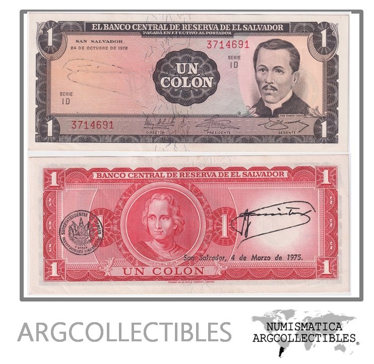 El Salvador Billete 1 Colon 1972 P-115 AU (Serie ID)