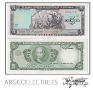 El Salvador Billete 5 Colones 1976 P-117 UNC (SERIE XG)