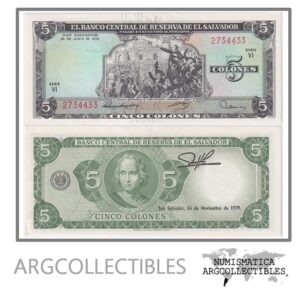 El Salvador Billete 5 Colones 1976 P-117 UNC (SERIE VI)