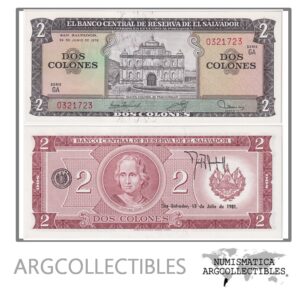 El Salvador Billete 2 Colones 1976 P-124 UNC (SERIE GA)