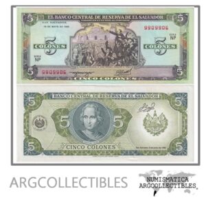 El Salvador Billete 5 Colones 1990 P-138 UNC (Serie NP)