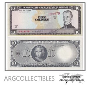 El Salvador Billete 10 Colones 1996 P-144 UNC (Serie KR)