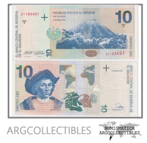 El Salvador Billete 10 Colones 1997 P-148a AU (Serie V)