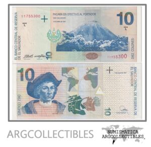El Salvador Billete 10 Colones 1997 P-148a AU (Serie L)
