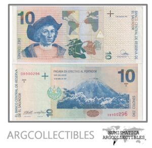 El Salvador Billete 10 Colones 1997 P-148a AU (Serie I)