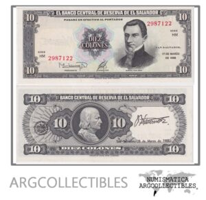 El Salvador Billete 10 Colones 1988 P-135B UNC (Serie HM)