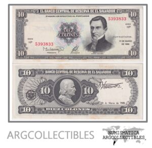 El Salvador Billete 10 Colones 1988 P-135B AU (Serie HP)