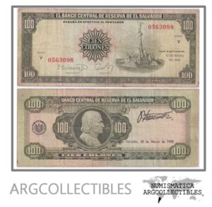 El Salvador Billete 100 Colones 1988 P-137b VF (Serie Y)