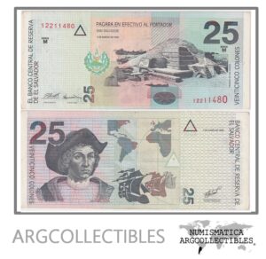 El Salvador Billete 25 Colones 1998 P-149b XF (Serie M)