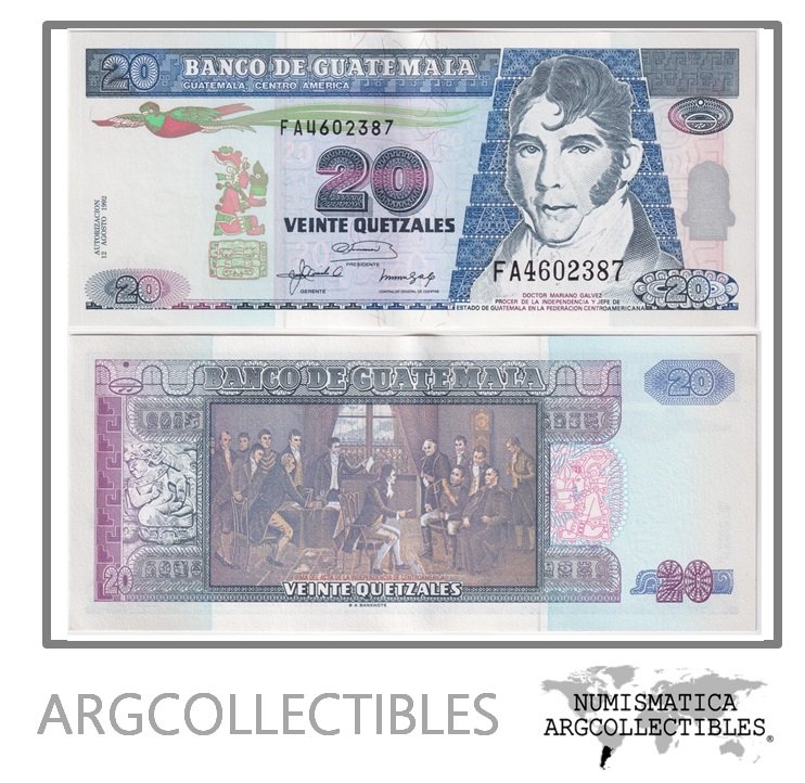 Guatemala Billete 20 Quetzales 1992 P-83 XF+