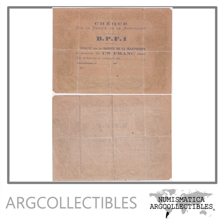 Martinica Billete 1 Franco 1870 P-5 F