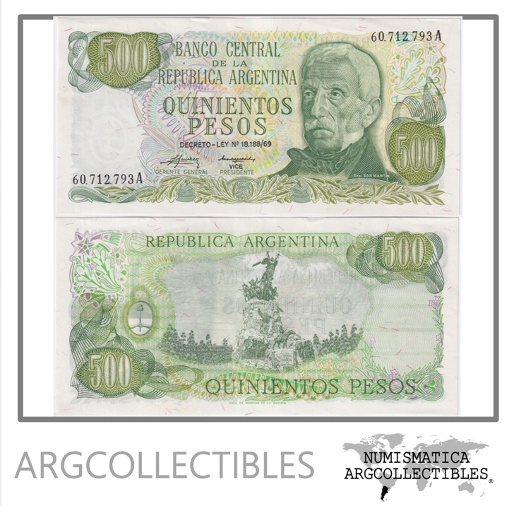 Argentina Billete 500 Pesos 1975 P-298/BOT-2419 AU (Serie A)