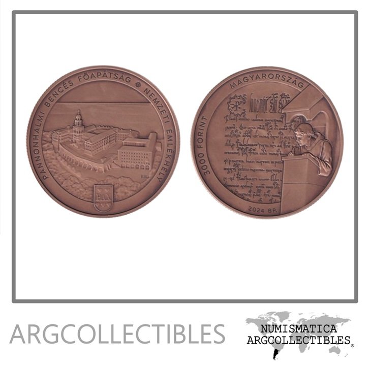 Hungria Moneda 3.000 Forint 2024 Laton y Bronce Archiabadia de Pannonhalma UNC