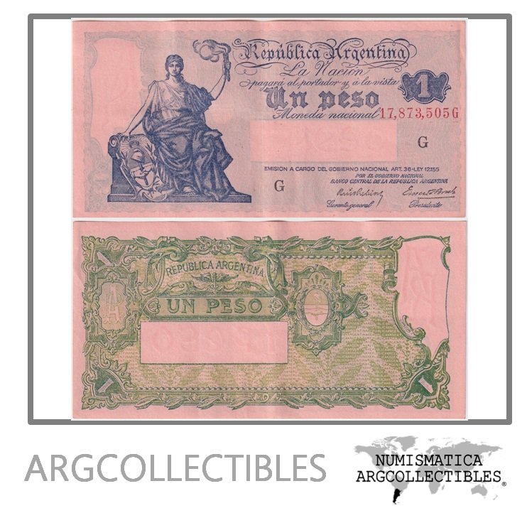 Argentina Billete 1 Peso 1936 P-251A/BOT-1814 XF (Serie G)