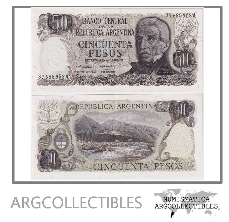 Argentina Billete 50 Pesos 1974 P-296/BOT-2369 AU (Serie A)