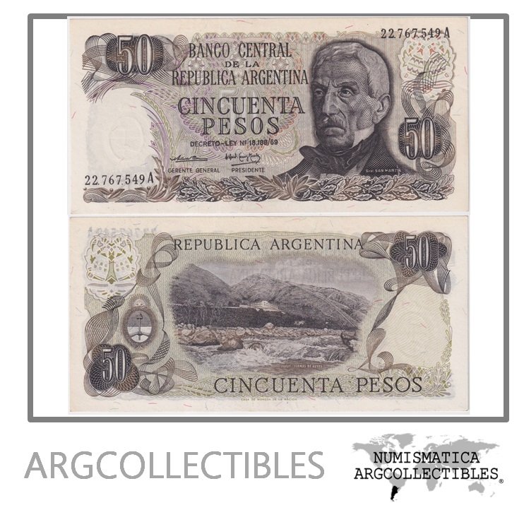 Argentina Billete 50 Pesos 1974 P-296/BOT-2369 UNC (Serie A)