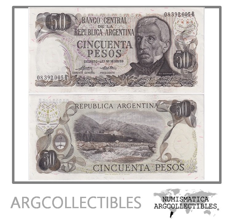 Argentina Billete 50 Pesos 1975 P-296/BOT-2372 UNC (Serie B)