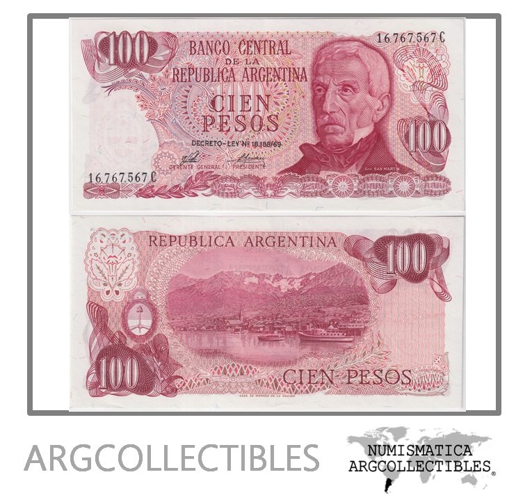 Argentina Billete 100 Pesos 1975 P-297/BOT-2401a UNC (Serie C)