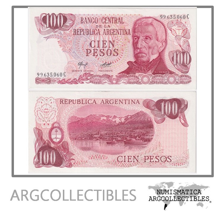 Argentina Billete 100 Pesos 1977 P-302/BOT-2407 AU (Serie C)