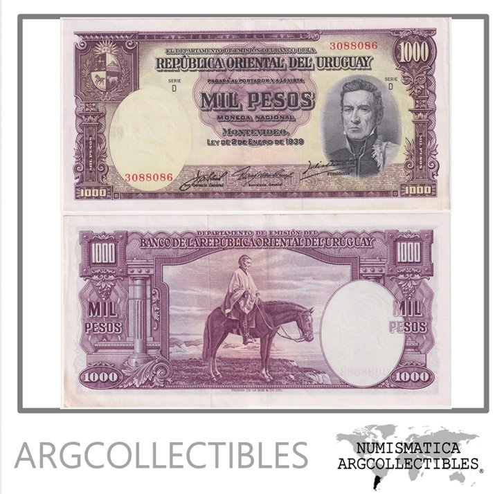 Uruguay Billete 1.000 Pesos 1967 P-45 AU