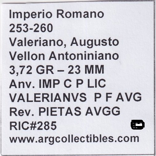 Imperio Romano Moneda Valeriano,Augusto Vellon Antoniniano 253-260 RIC#285 - Imagen 2