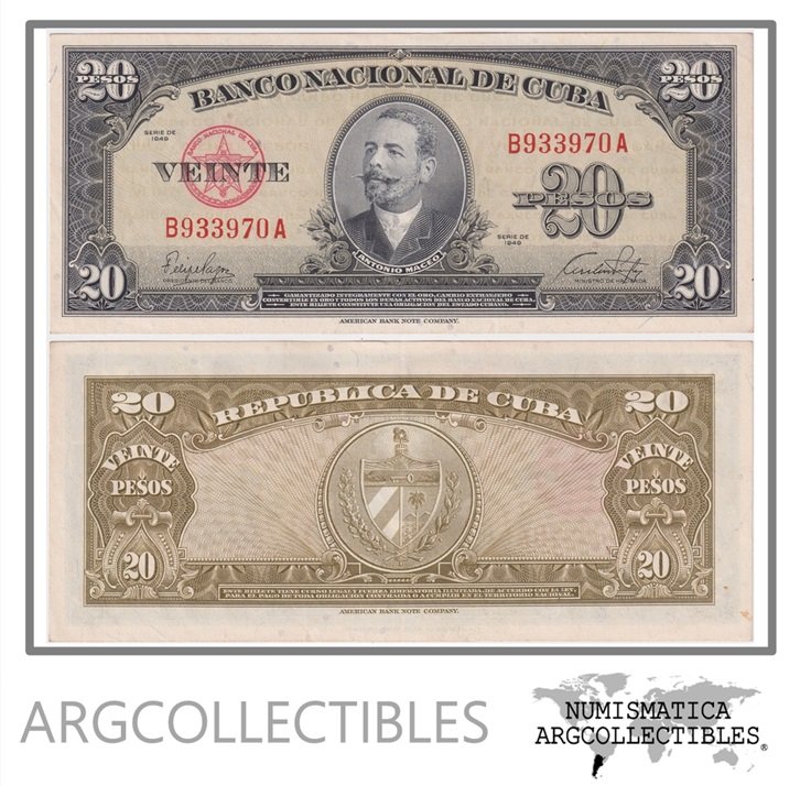 Cuba Billete 20 Pesos 1949 P-80a AU