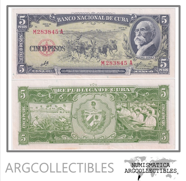 Cuba Billete 5 Pesos 1960 P-91c AU (Firma Che Guevara)