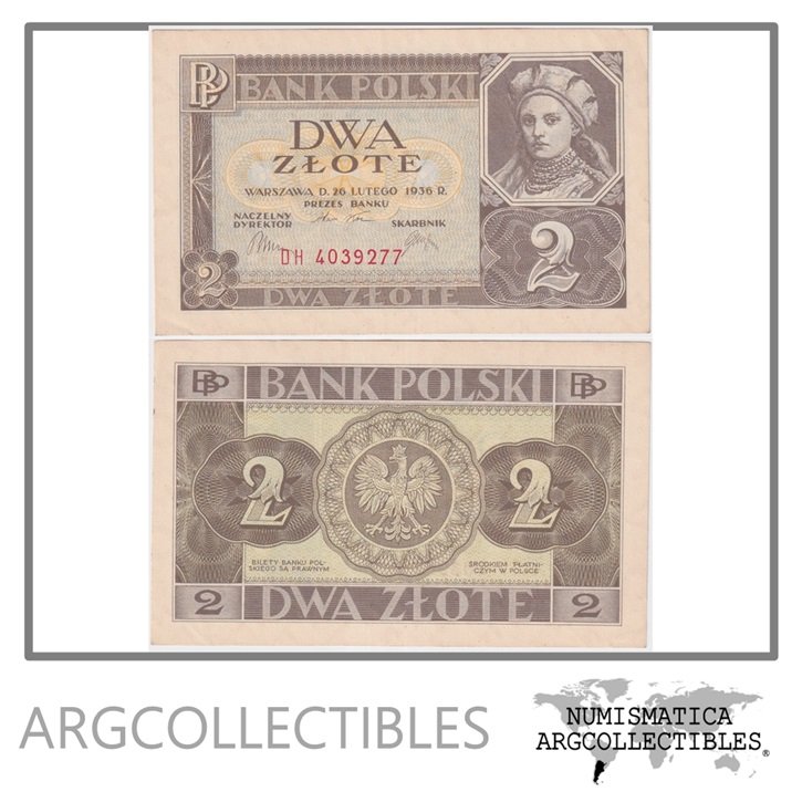 Polonia Billete 2 Zlotych 1936 P-76 AU
