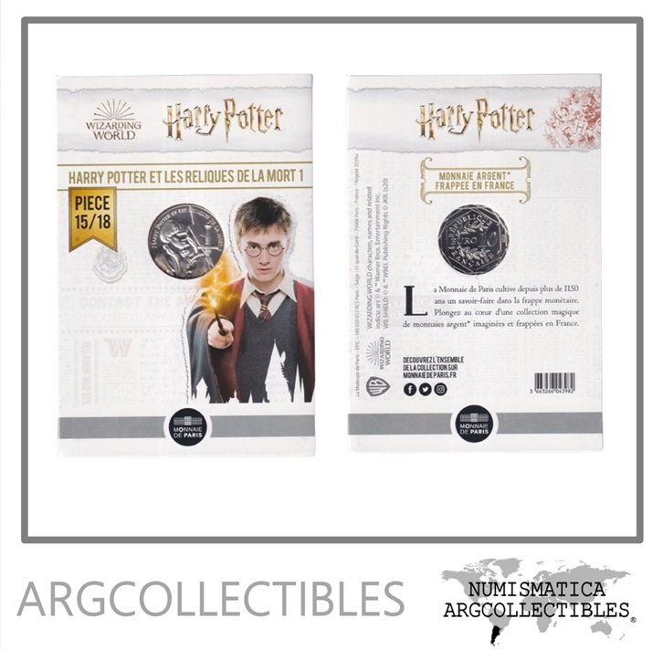 Francia Blister Moneda 10 Euros 2021 Plata 333 Harry Potter 15/18 Reliquias de la Muerte UNC
