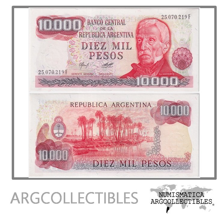Argentina Billete 10.000 Pesos 1978 P-306/BOT-2487a UNC (Serie F)